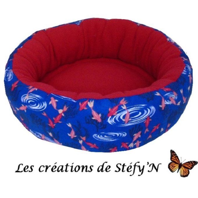 couffin rond rebord en coton et polaire